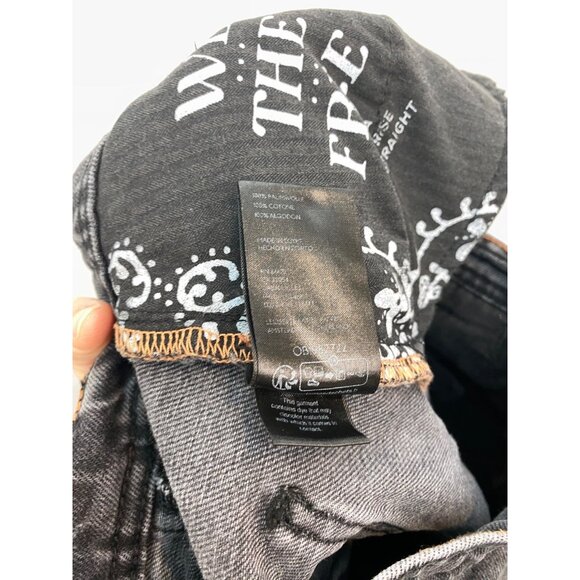 We The Free Xena Slim Straight Jeans High Rise Free People Size 29 Black Wash - Picture 10 of 10